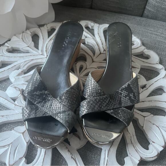 Jimmy Choo Wedge Platform Sandals Shoes Women’s 38.5 US 8.5 - Picture 3 of 10